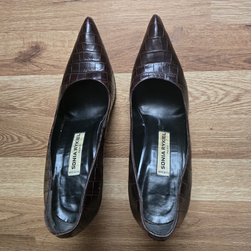 Sonia Rykiel Brown Croc-Embossed Women's Shoes